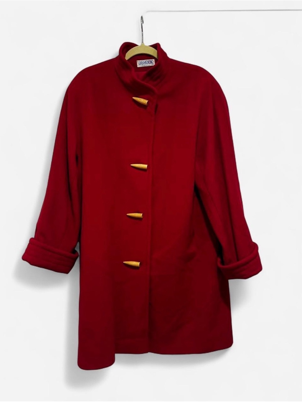 Vintage J. G. Hook Red Wool Toggle Coat
